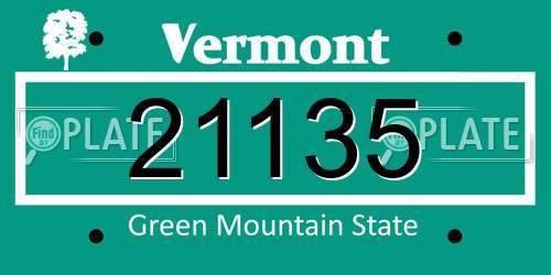 21135 Vermont License Plate