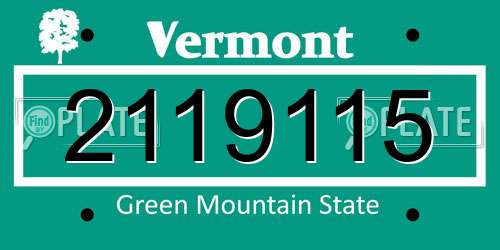 2119115 Vermont License Plate