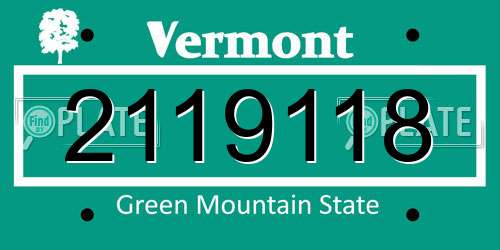 2119118 Vermont License Plate