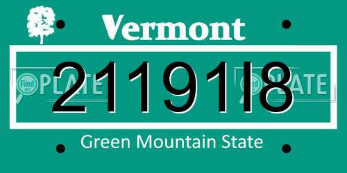 21191I8 Vermont License Plate