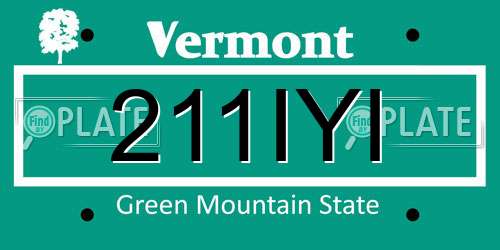 211IYI Vermont License Plate