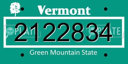 2122834 Vermont License Plate