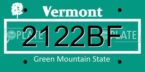 2122BF Vermont License Plate