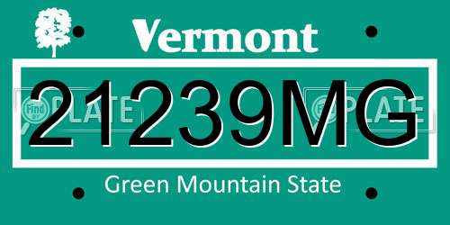 21239MG Vermont License Plate
