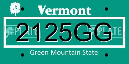 2125GG Vermont License Plate