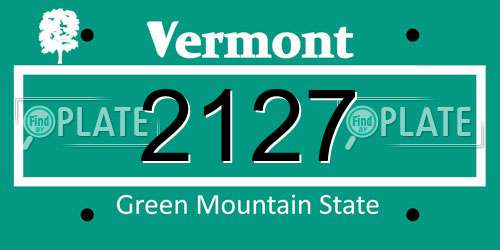 2127 Vermont License Plate
