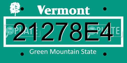 21278E4 Vermont License Plate