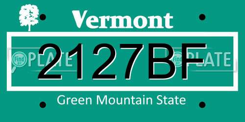 2127BF Vermont License Plate