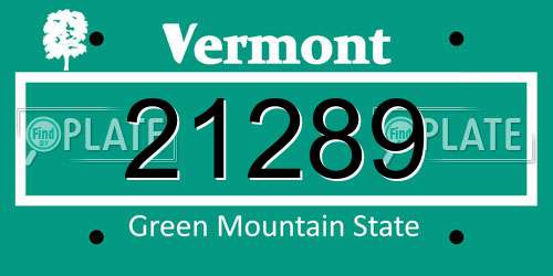 21289 Vermont License Plate