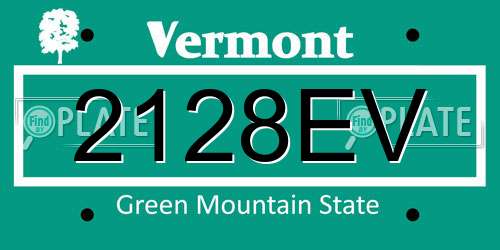 2128EV Vermont License Plate