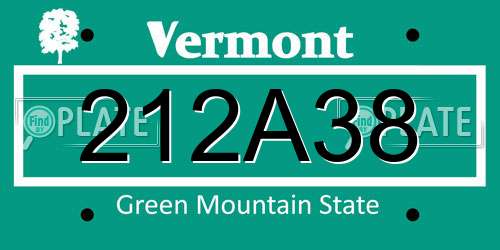 212A38 Vermont License Plate