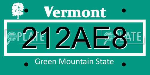 212AE8 Vermont License Plate