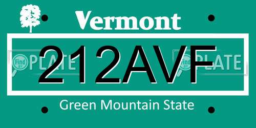 212AVF Vermont License Plate