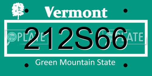 212S66 Vermont License Plate