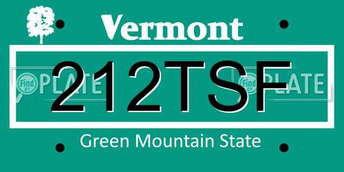 212TSF Vermont License Plate