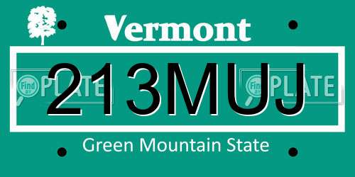 213MUJ Vermont License Plate