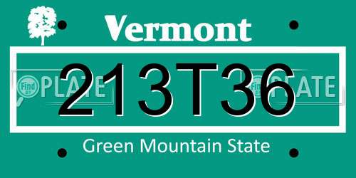 213T36 Vermont License Plate