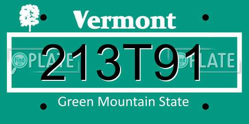 213T91 Vermont License Plate