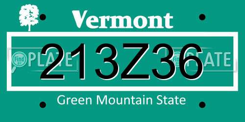 213Z36 Vermont License Plate