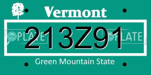 213Z91 Vermont License Plate