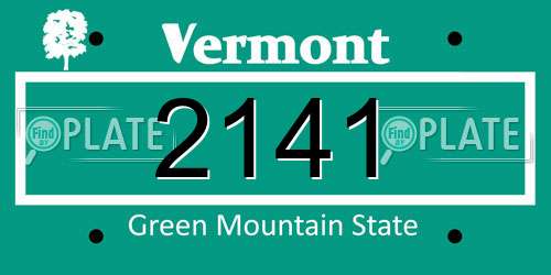 2141 Vermont License Plate