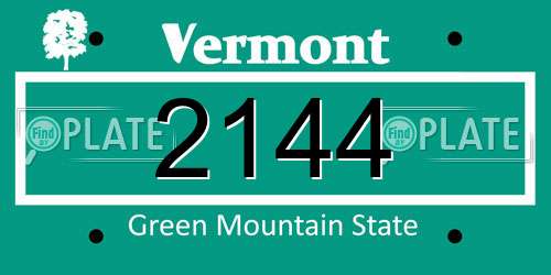 2144 Vermont License Plate