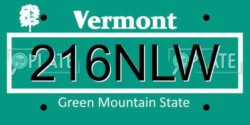 216NLW Vermont License Plate
