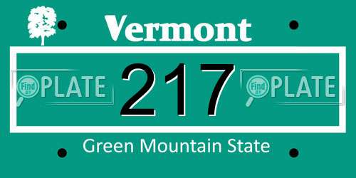 217 Vermont License Plate