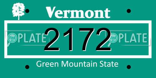 2172 Vermont License Plate