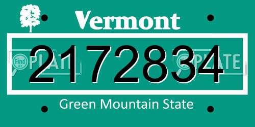 2172834 Vermont License Plate