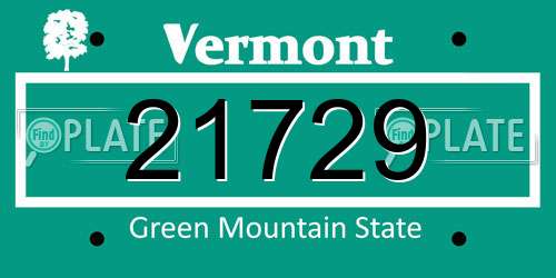 21729 Vermont License Plate