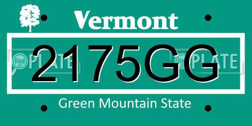 2175GG Vermont License Plate