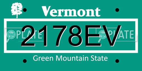 2178EV Vermont License Plate