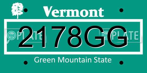 2178GG Vermont License Plate