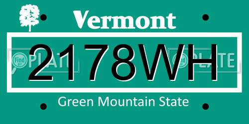 2178WH Vermont License Plate