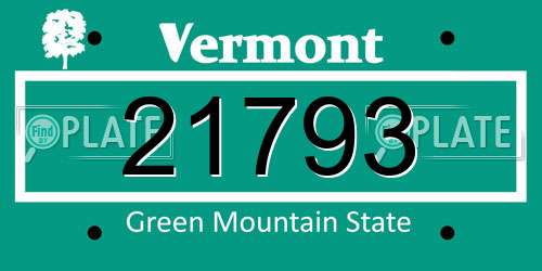 21793 Vermont License Plate