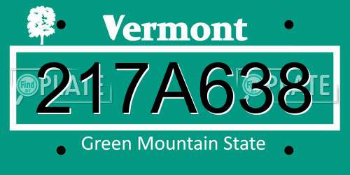 217A638 Vermont License Plate