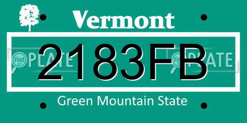 2183FB Vermont License Plate