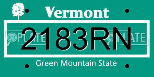2183RN Vermont License Plate