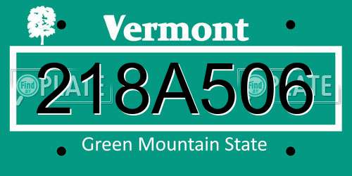 218A506 Vermont License Plate