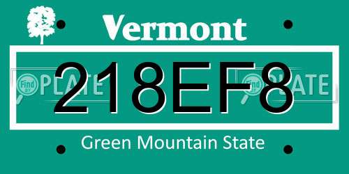 218EF8 Vermont License Plate