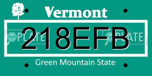 218EFB Vermont License Plate