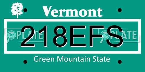 218EFS Vermont License Plate
