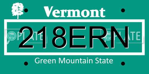 218ERN Vermont License Plate