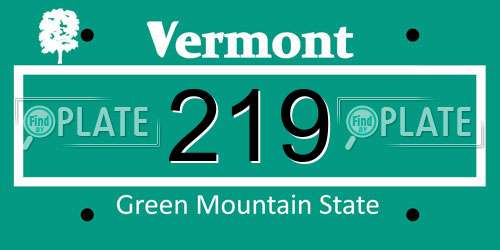 219 Vermont License Plate