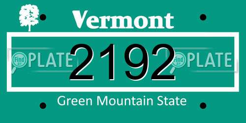 2192 Vermont License Plate