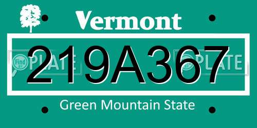 219A367 Vermont License Plate