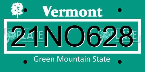 21NO628 Vermont License Plate