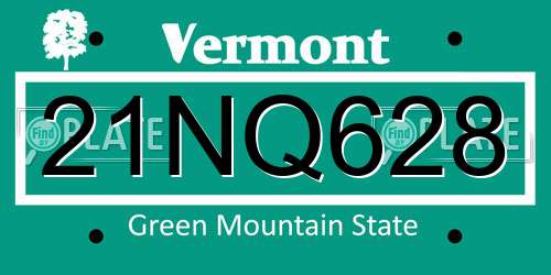 21NQ628 Vermont License Plate