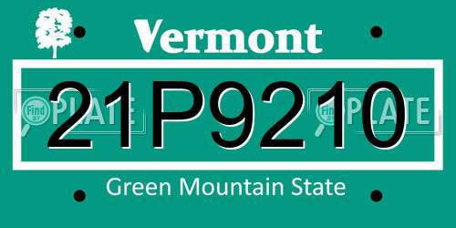 21P9210 Vermont License Plate